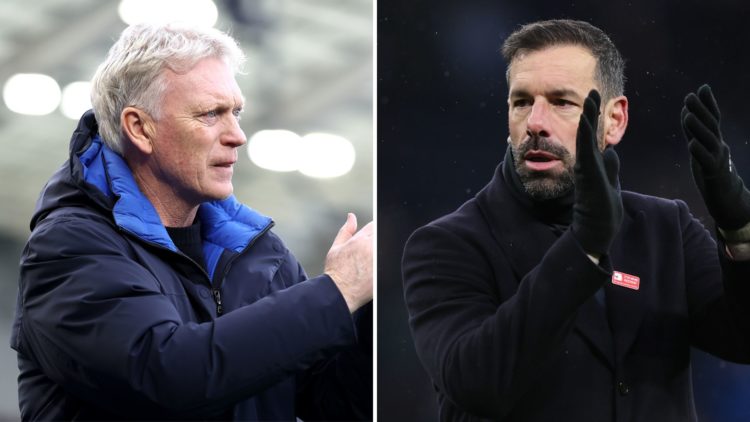 Split image of David Moyes and Ruud van Nistelrooy.