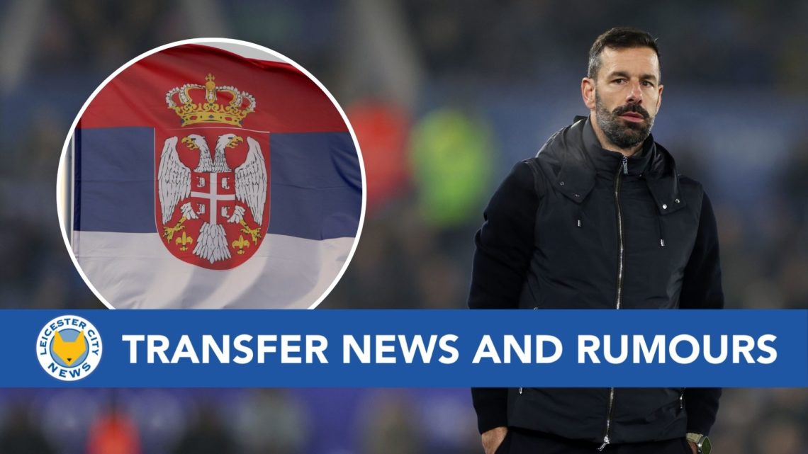 Ruud van Nistelrooy. Inset, the flag of Serbia.