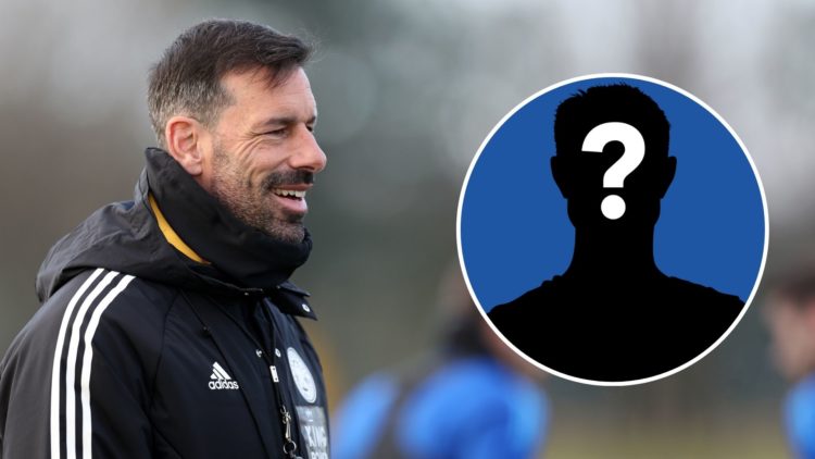 Leicester City Manager Ruud van Nistelrooy looks on during the Leicester City Training Session. Inset, mystery player.