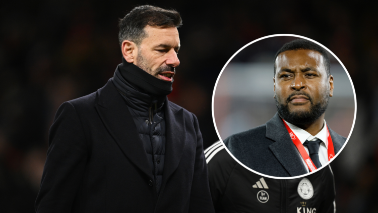 An image showing Ruud van Nistelrooy (main) and Wes Morgan (circled).