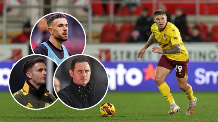 Martyn Waghorn in action. Inset, Frank Lampard, Jordan Henderson, and Andy King.