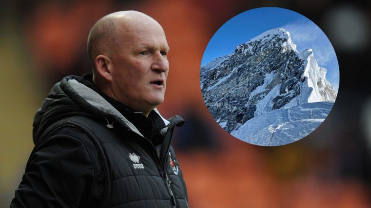 Former Leicester player Simon Grayson. Inset of Mount Everest.