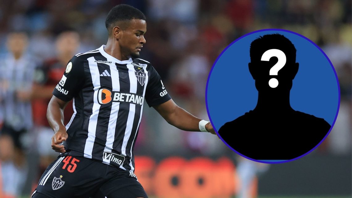 An image of Alisson Santana in action for Atletico Mineiro and an insert of a mystery player to represent an unknown club