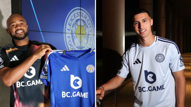 Jordan Ayew (left) after officially signing for Leicester City. Bilal El Khannouss (right) after officially signing for Leicester City.