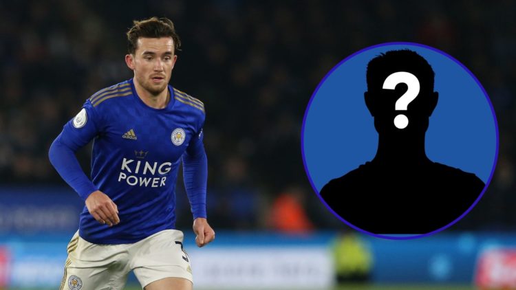 Ben Chilwell in action for Leicester City in 2019 and an insert of a mystery player
