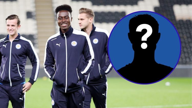 Joe Dodoo arrives with the Leicester City squad for a Carabao Cup fixture in 2015. A silhouetted figure depicting a mystery player.