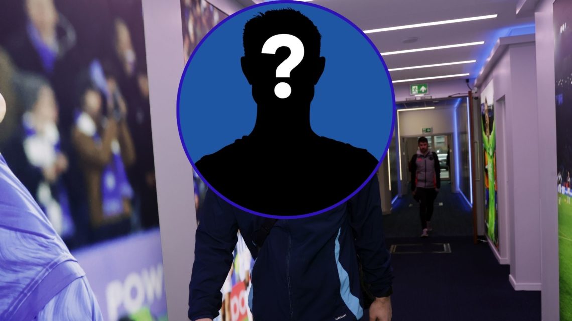 Leicester City goalkeeper Mads Hermansen arrives at the King Power Stadium. An inset of a silhouetted mystery figure is covered over Hermansen's fa...