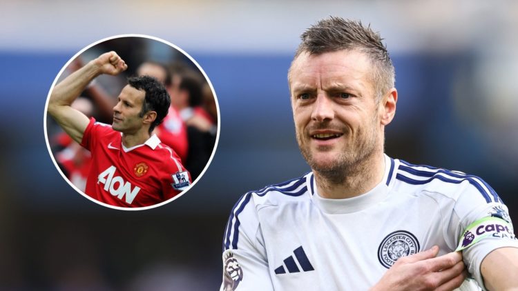 An image of Jamie Vardy (right) and Ryan Giggs as an inset (left).