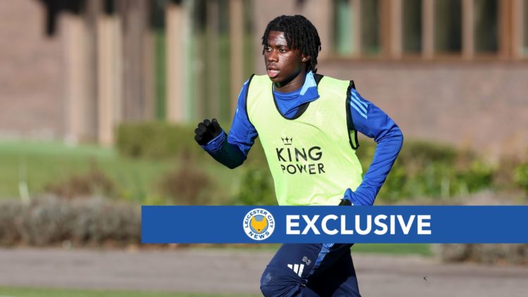 Jeremy Monga in training for Leicester City's first team at the club's Seagrave Training Ground centre