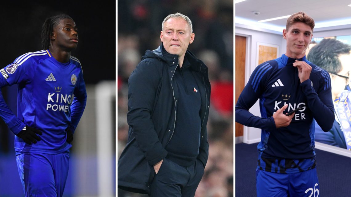 Jeremy Monga (left) playing for Leicester City U18s, Steve Cooper (centre) former manager of Leicester City and Ben Nelson (right) a Leicester City...
