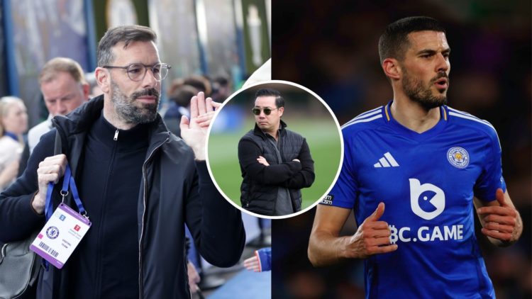 A two-way split image of Ruud van Nistelrooy and Conor Coady with a inset of Aiyawatt Srivaddhanaprabha (circled).