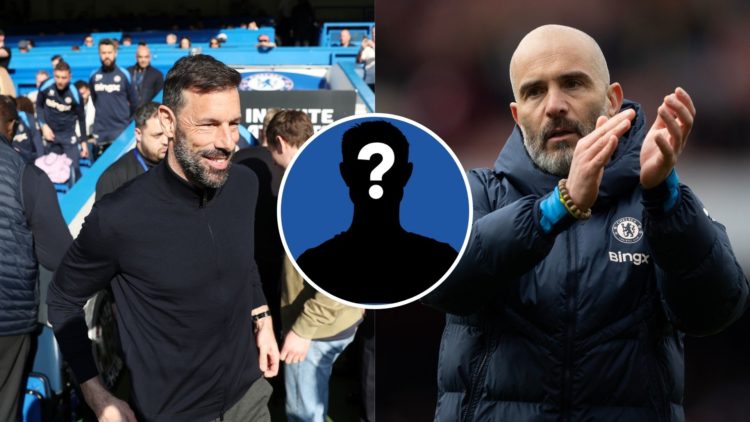 An image of Ruud van Nistelrooy (left) split with Enzo Maresca (right) and a mystery player inset (circled).