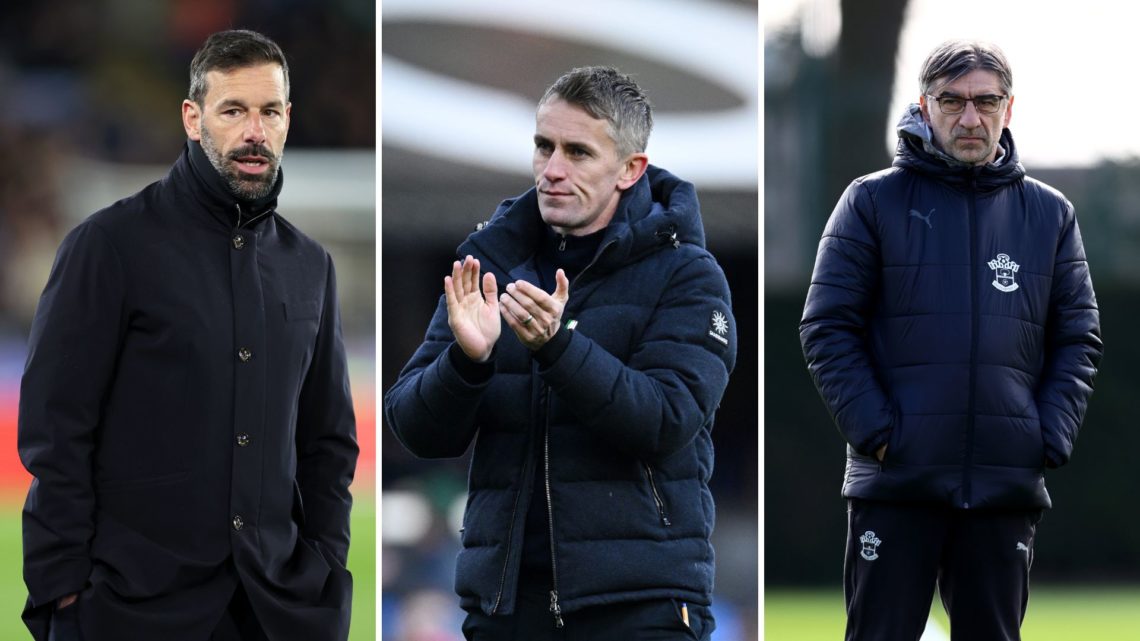 A three-way split image of Ruud van Nistelrooy (left), Kieran McKenna (middle) and Ivan Juric (right).