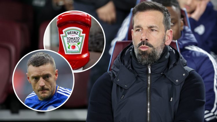 Ruud van Nistelrooy (right) watches his Leicester City side from the dugout. Inset one is Jamie Vardy looking deflated during a Leicester game. Ins...