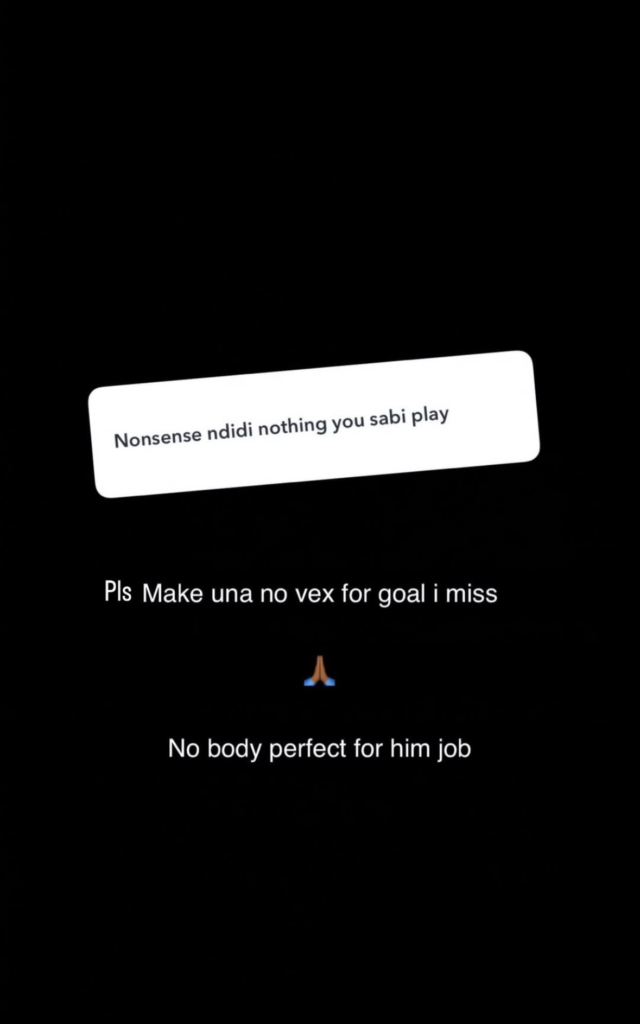 Instagram screenshot from Leicester City midfielder Wilfred Ndidi's story