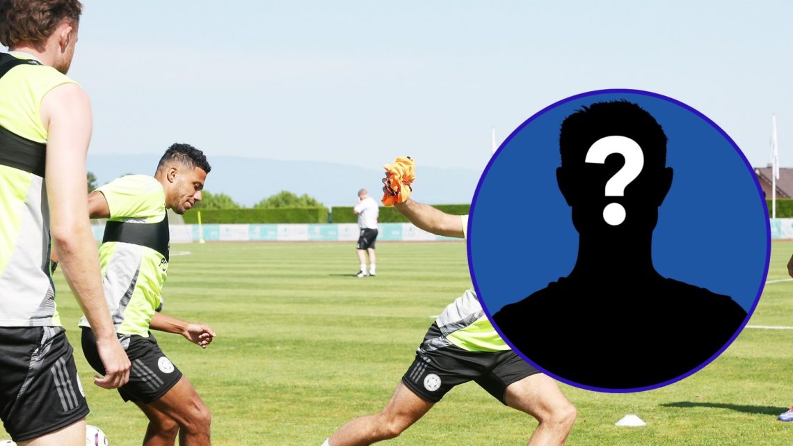Former Leicester City striker Tom Cannon in action with his teammates during pre-season. An inset of a silhouetted figure hiding Tom Cannon's face