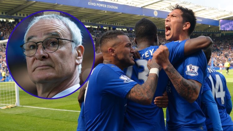 Former Leicester City striker Leonardo Ulloa celebrates a goal in 2016 alongside an insert of former Leicester City manager Claudio Ranieri, who wa...