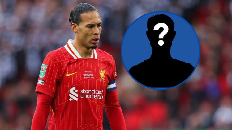 An image of Virgil van Dijk with an inset of a mystery player (circled).