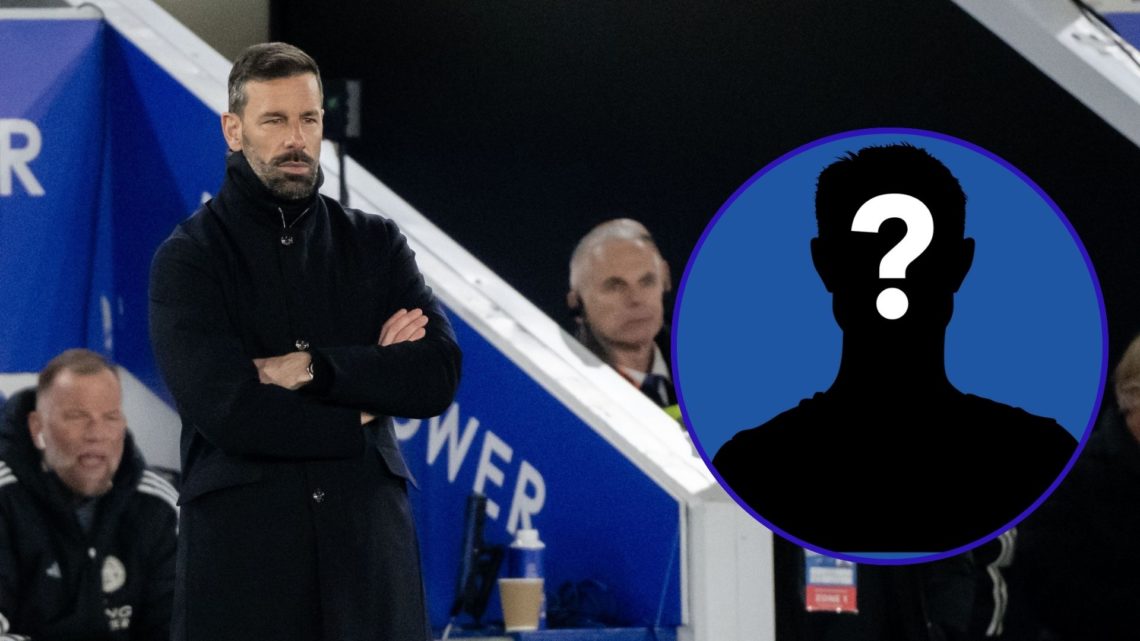 Leicester City manager Ruud van Nistelrooy watches on at the King Power Stadium and an inset of a mystery player