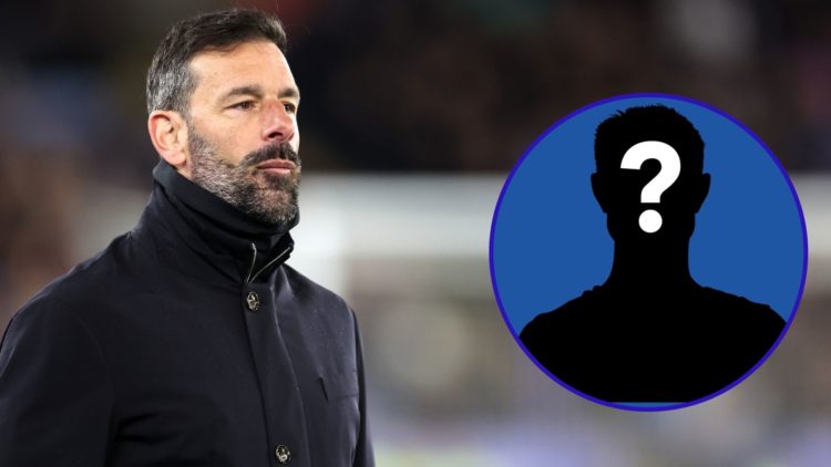Leicester City manager Ruud van Nistelrooy looks deflected as he watches his side lose to Manchester United as well as an inset of a mystery figure.