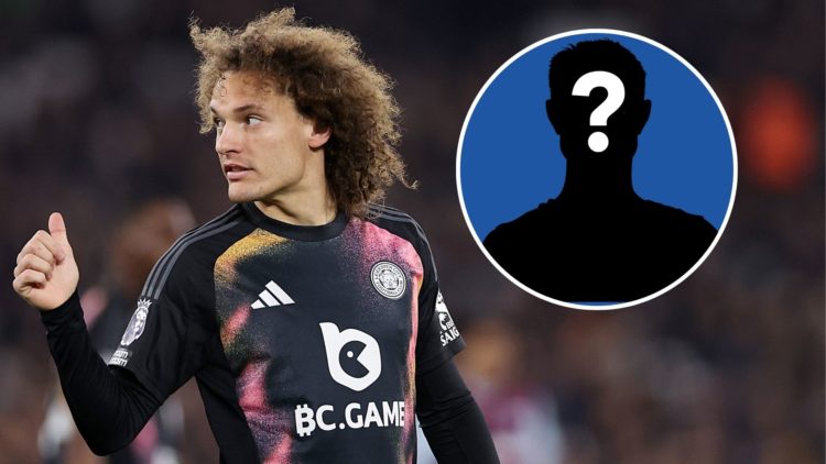An image of Wout Faes with a mystery player inset (circled).