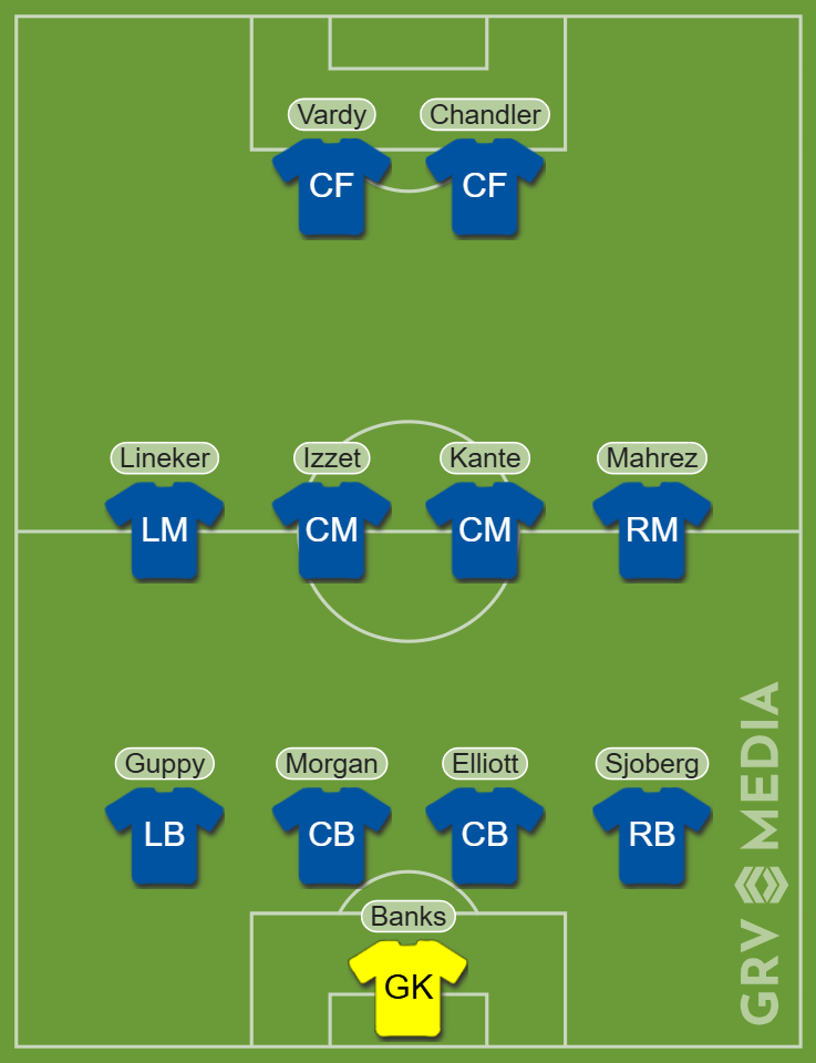 A lineup graphic of the best Leicester City Xi of all time