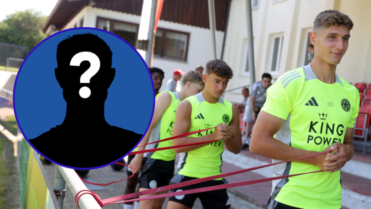 Ben Nelson and Will Alves in training during Leicester City's pre-season training camp with a mystery player inset.