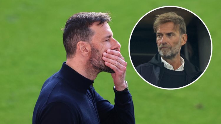 Leicester City manager Ruud van Nistelrooy. Inset of Jurgen Klopp.