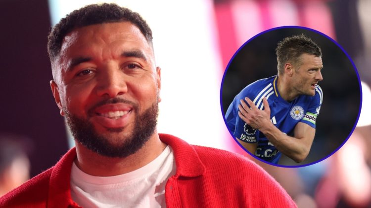 Troy Deeney attends a film premiere. An inset of Leicester City striker Jamie Vardy looking tired.