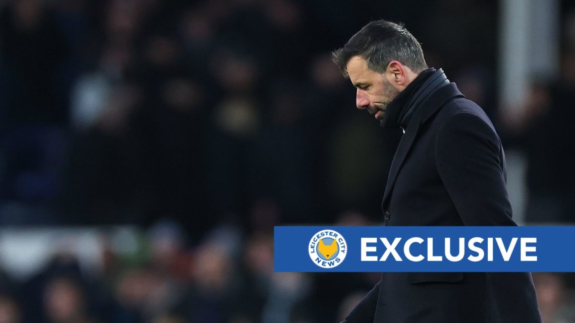 A dejected Ruud van Nistelrooy manager / head coach of Leicester City walks off at full time during the Premier League match.