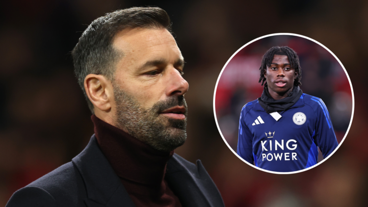 An image of Ruud van Nistelrooy (left) with Jeremy Monga (right, circled).