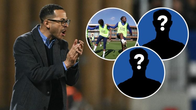 An image of Liam Rosenior with two mystery player insets and Stephy Mavididi (circled).