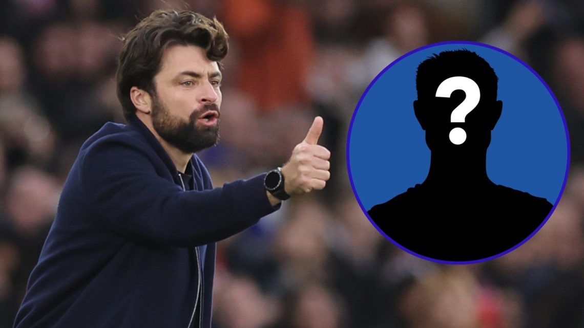 Russell Martin instructs his Southampton team from the touchline. An inset of a mystery player emerges.
