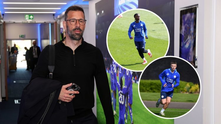 An image of Ruud van Nistelrooy with insets of Jake Evans and Jeremy Monga (circled).